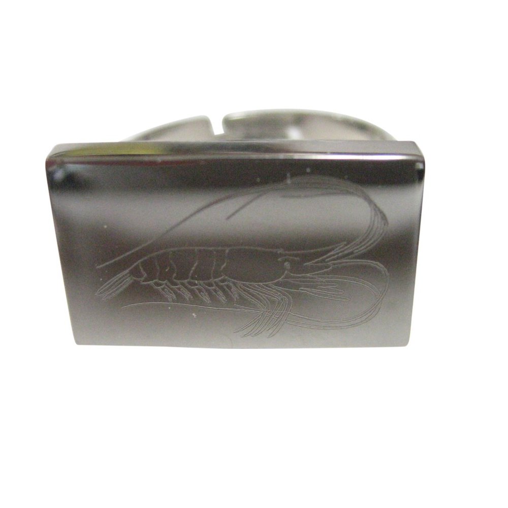 Silver Toned Rectangular Etched Shrimp Adjustable… - image 1